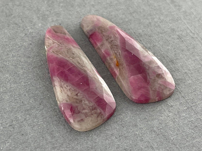 Ruby Included Quartz Pair | Rose Cut Natural Loose Gemstone | RC108 - - GemEnthusiast