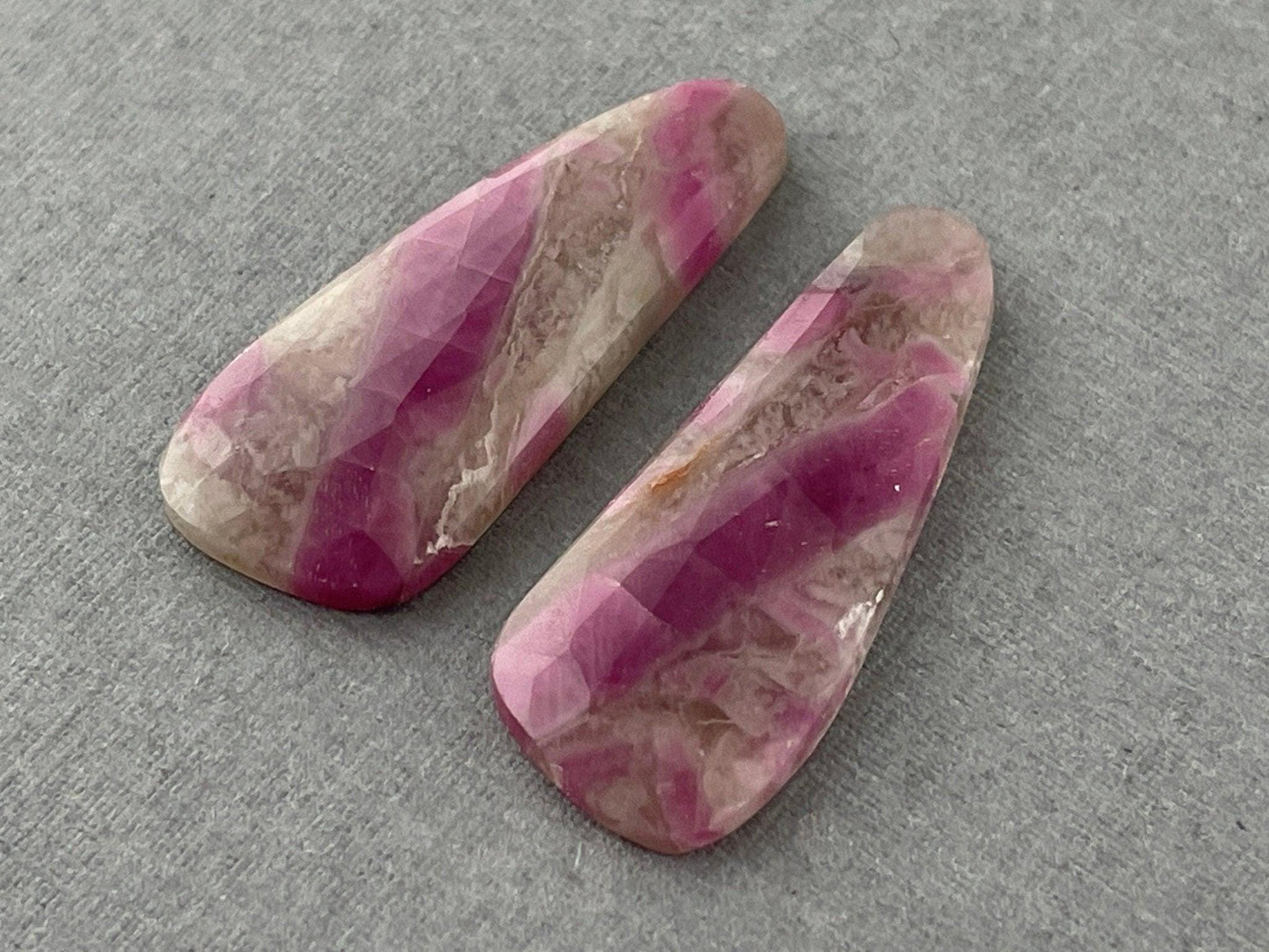 Ruby Included Quartz Pair | Rose Cut Natural Loose Gemstone | RC108 - - GemEnthusiast