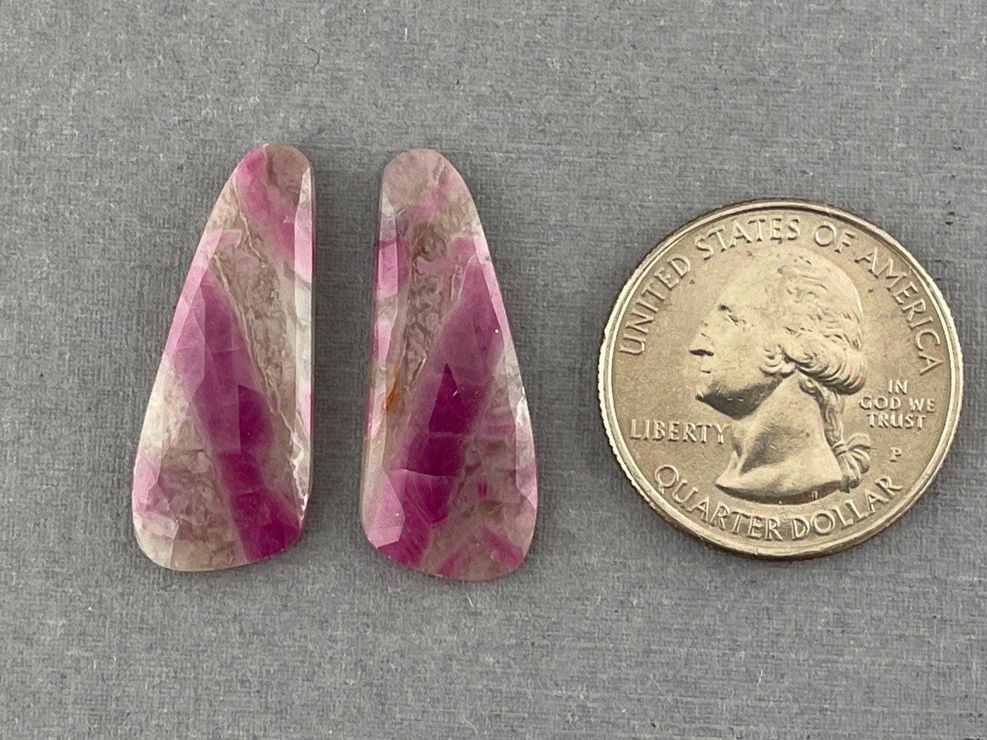 Ruby Included Quartz Pair | Rose Cut Natural Loose Gemstone | RC108 - - GemEnthusiast