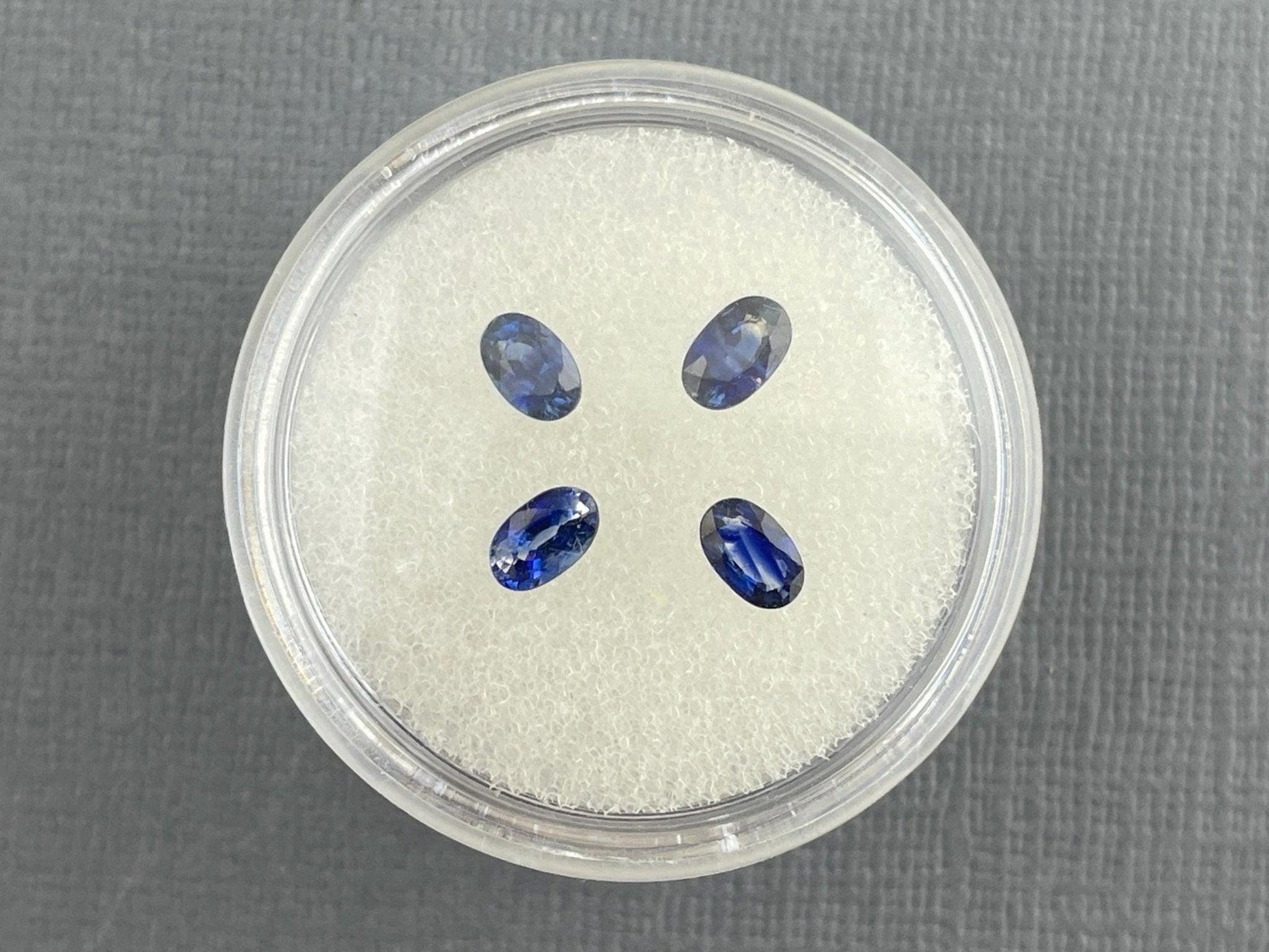Blue Bicolor Sapphire Faceted Ovals | 5x3 mm | 4 Stones per Lot - Blue Sapphire - GemEnthusiast