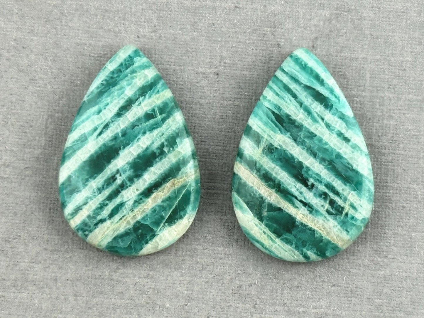 Amazonite Matched Pair Pear Cabochons | 21x14x4 | Natural Loose Gemstone | AMZ225 - Amazonite - GemEnthusiast