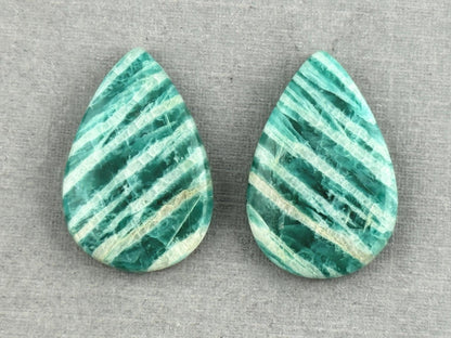 Amazonite Matched Pair Pear Cabochons | 21x14x4 | Natural Loose Gemstone | AMZ225 - Amazonite - GemEnthusiast