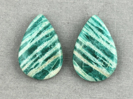 Amazonite Matched Pair Pear Cabochons | 21x14x4 | Natural Loose Gemstone | AMZ225 - Amazonite - GemEnthusiast