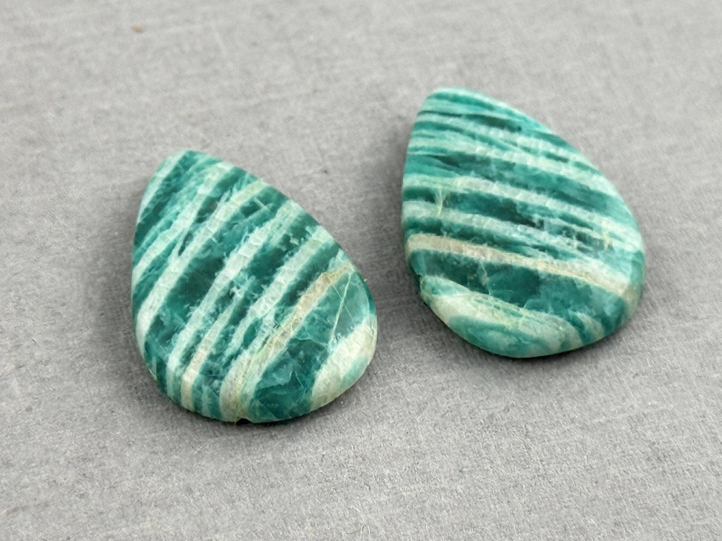 Amazonite Matched Pair Pear Cabochons | 21x14x4 | Natural Loose Gemstone | AMZ225 - Amazonite - GemEnthusiast