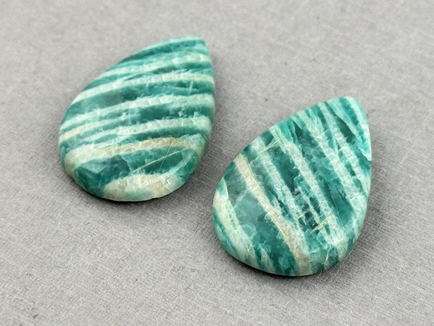 Amazonite Matched Pair Pear Cabochons | 21x14x4 | Natural Loose Gemstone | AMZ225 - Amazonite - GemEnthusiast