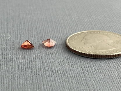 5mm Red Oregon Sunstone Trillion Gemstone Pair with Schiller | .69 carats | OSF172 - Oregon Sunstone - GemEnthusiast