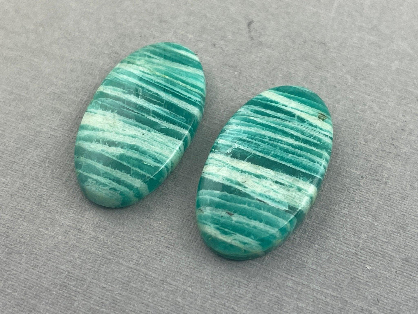 Amazonite Matched Pair Oval Cabochons | Natural Loose Gemstone | AMZ218 - Amazonite - GemEnthusiast