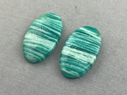 Amazonite Matched Pair Oval Cabochons | Natural Loose Gemstone | AMZ218 - Amazonite - GemEnthusiast