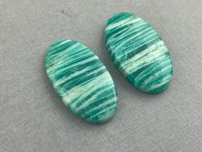 Amazonite Matched Pair Oval Cabochons | Natural Loose Gemstone | AMZ218 - Amazonite - GemEnthusiast