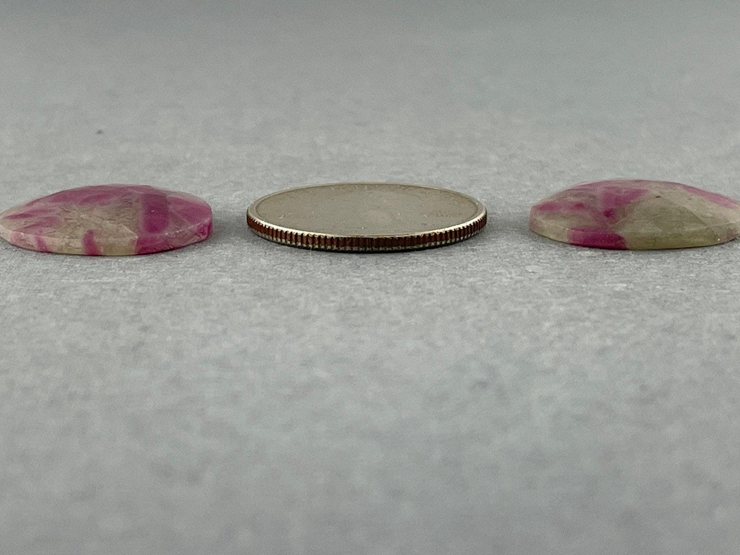 Ruby Included Quartz Pair | Rose Cut Natural Loose Gemstone | Pear Shape | RC107 - - GemEnthusiast