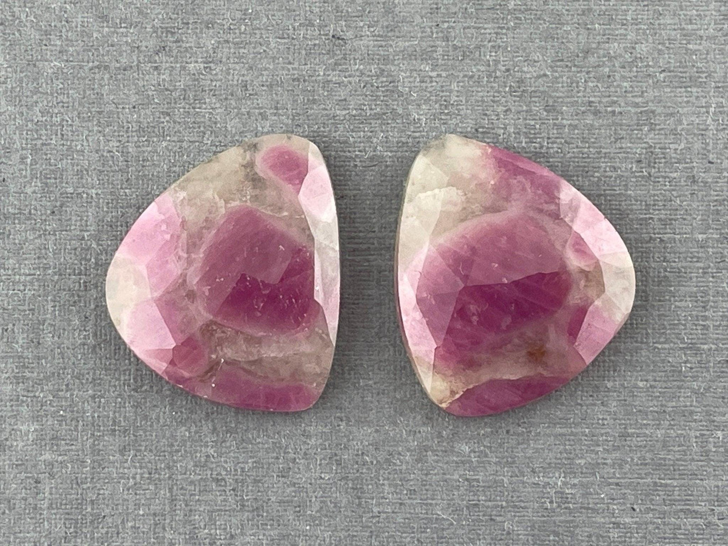 Ruby Included Quartz Pair | Rose Cut Natural Loose Gemstone | RC105 - - GemEnthusiast