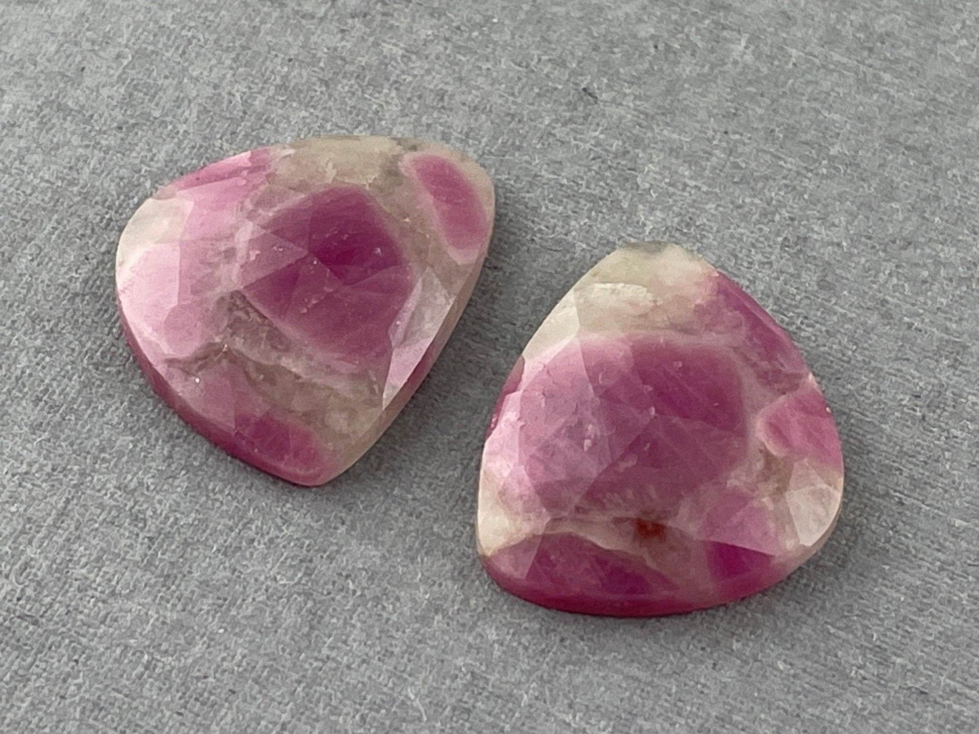 Ruby Included Quartz Pair | Rose Cut Natural Loose Gemstone | RC105 - - GemEnthusiast