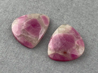 Ruby Included Quartz Pair | Rose Cut Natural Loose Gemstone | RC105 - - GemEnthusiast