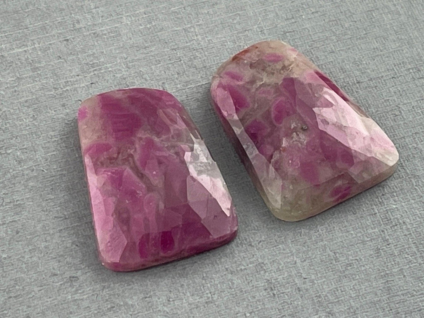 Ruby Included Quartz Pair | 24x17 mm | Rose Cut Natural Loose Gemstone | RC116 - - GemEnthusiast