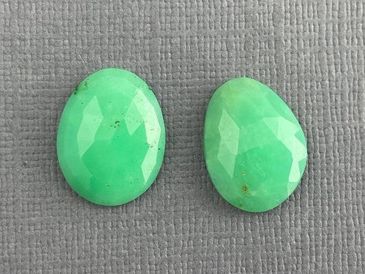 Green Chrysophrase Rose Cut Pair | Natural Loose Chalcedony Gemstones | 9 carats | CY127 - Chrysoprase - GemEnthusiast