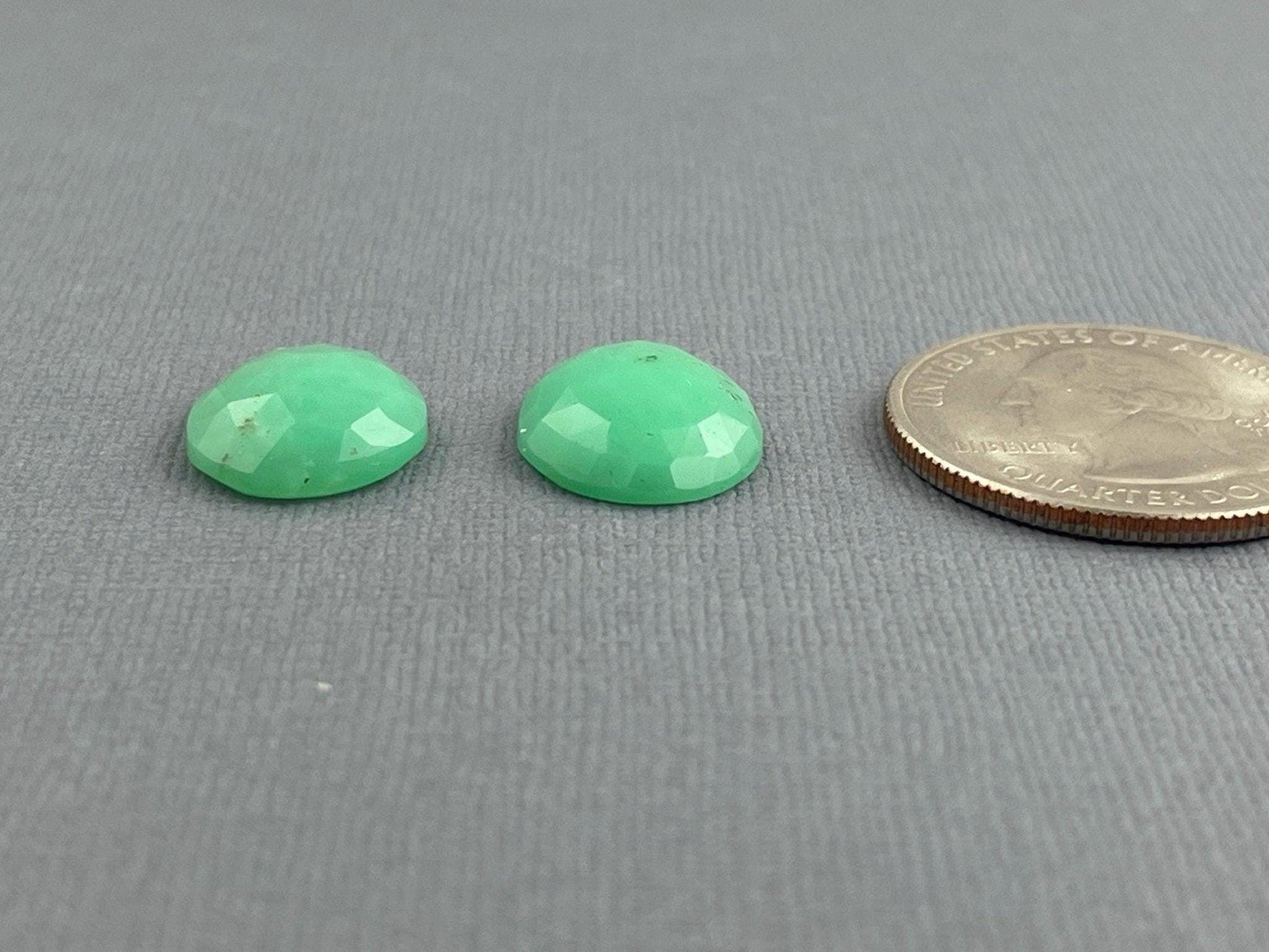 Green Chrysophrase Rose Cut Pair | Natural Loose Chalcedony Gemstones | 9 carats | CY127 - Chrysoprase - GemEnthusiast
