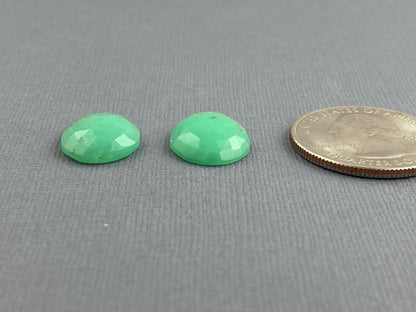 Green Chrysophrase Rose Cut Pair | Natural Loose Chalcedony Gemstones | 9 carats | CY127 - Chrysoprase - GemEnthusiast