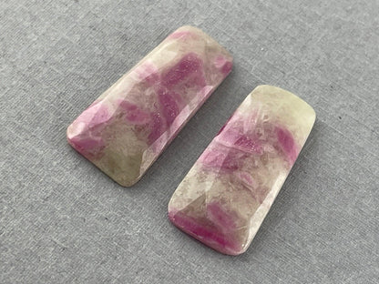 Ruby Included Quartz Pair | 26x12 mm | Rose Cut Natural Loose Gemstone | RC101 - - GemEnthusiast