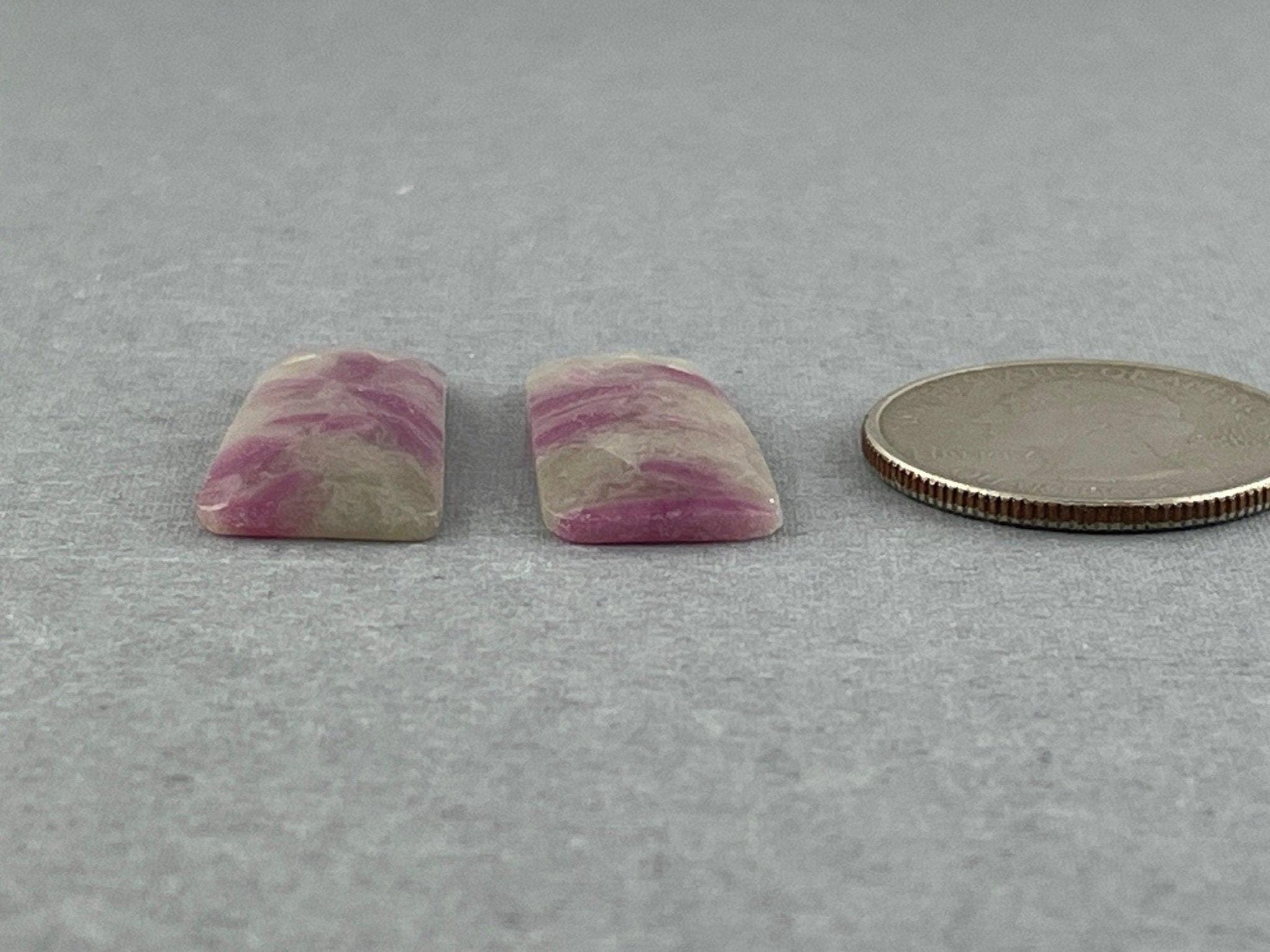 Ruby Included Quartz Pair | 26x12 mm | Rose Cut Natural Loose Gemstone | RC101 - - GemEnthusiast