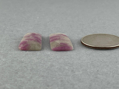 Ruby Included Quartz Pair | 26x12 mm | Rose Cut Natural Loose Gemstone | RC101 - - GemEnthusiast