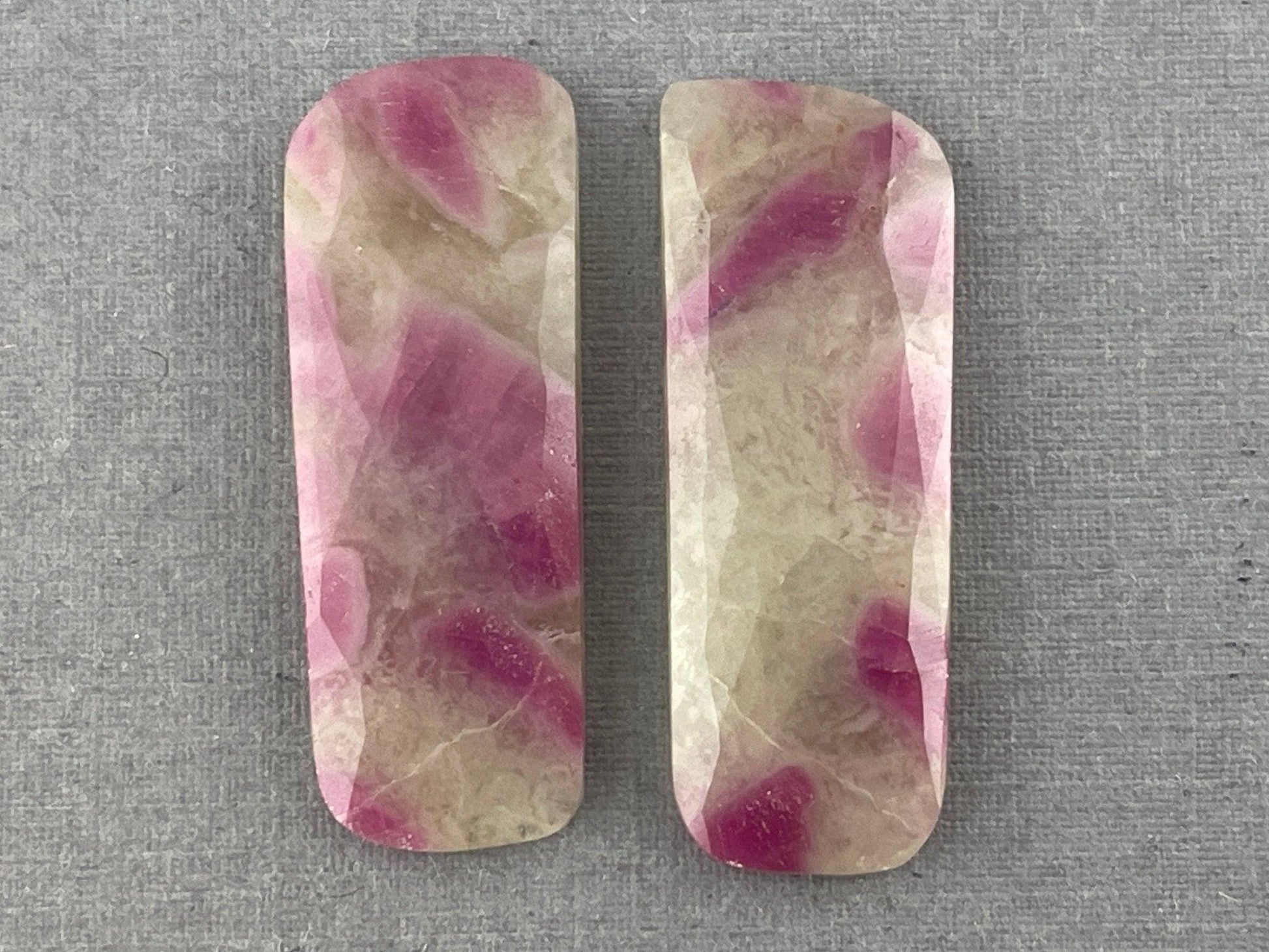 Ruby Included Quartz Pair | Rose Cut Natural Loose Gemstone | RC106 - Ruby in Quartz - GemEnthusiast