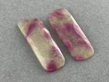 Ruby Included Quartz Pair | Rose Cut Natural Loose Gemstone | RC106 - Ruby in Quartz - GemEnthusiast