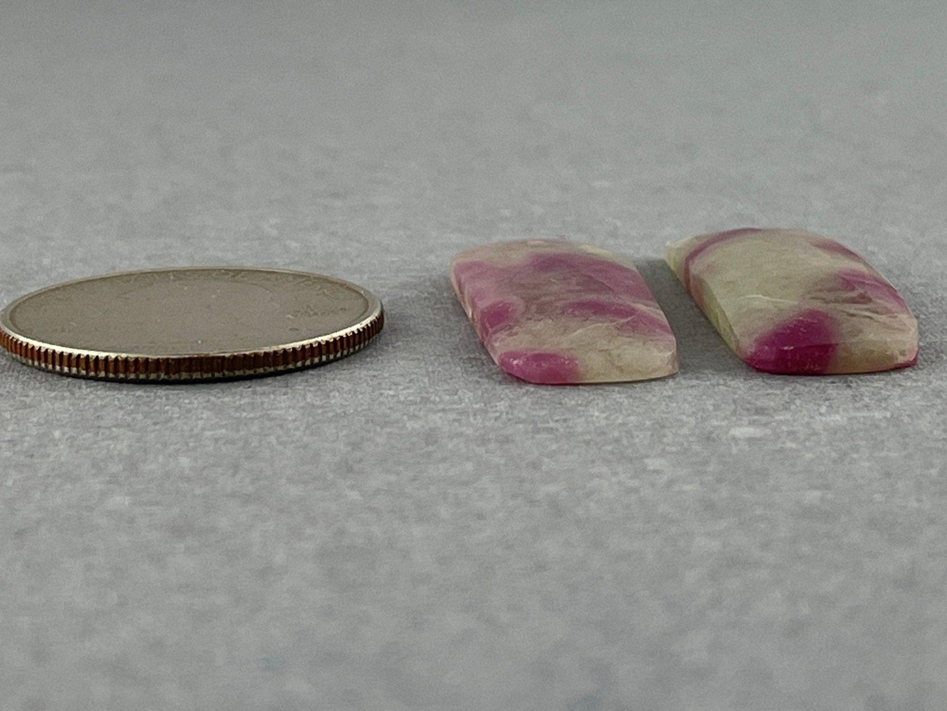 Ruby Included Quartz Pair | Rose Cut Natural Loose Gemstone | RC106 - Ruby in Quartz - GemEnthusiast