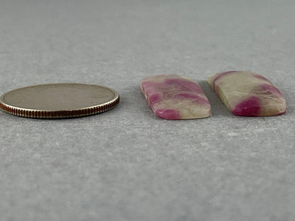 Ruby Included Quartz Pair | Rose Cut Natural Loose Gemstone | RC106 - Ruby in Quartz - GemEnthusiast