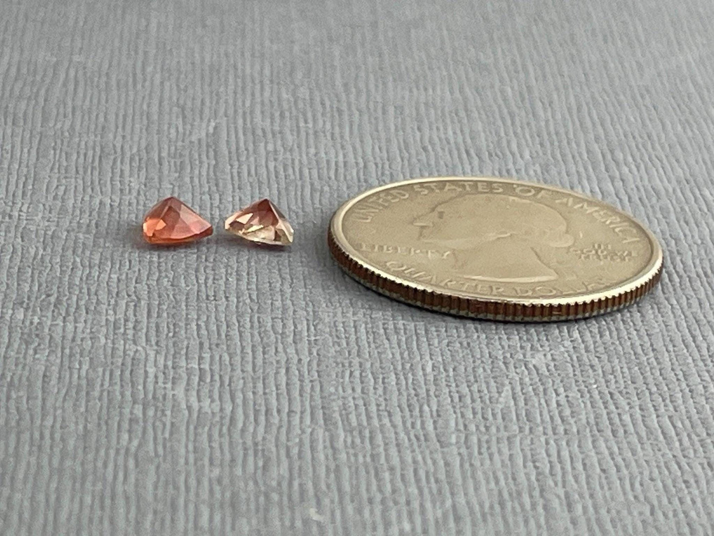 5mm Red Oregon Sunstone Trillion Gemstone Pair with Schiller | .8 carats | OSF178 - - GemEnthusiast