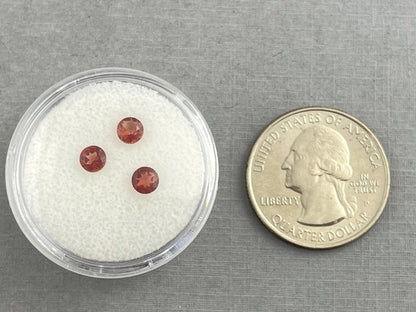 4mm Oregon Sunstone Lot | Red with Schiller and Zoning | Faceted Round Gemstones | OSF197 - Oregon Sunstone - GemEnthusiast