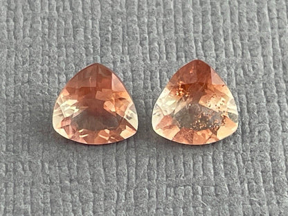 6mm Oregon Sunstone Trillion Gemstone Pair with Schiller | 1.43 carats | OSF175 - Oregon Sunstone - GemEnthusiast