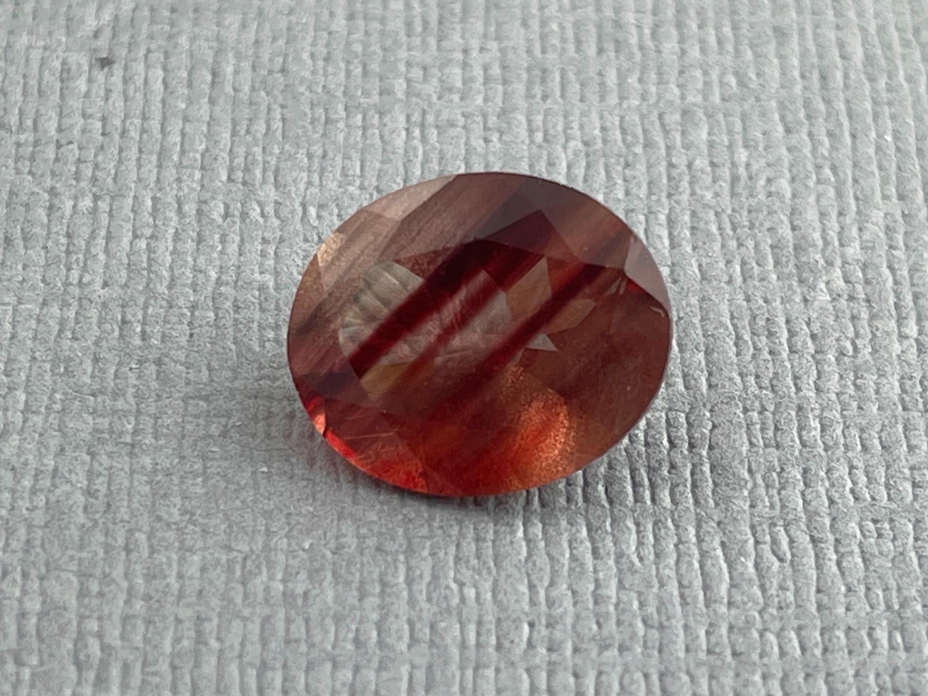 12x10 Red Oregon Sunstone Oval Faceted Gemstone with Schiller | 3.9 carats | OSF165 - - GemEnthusiast