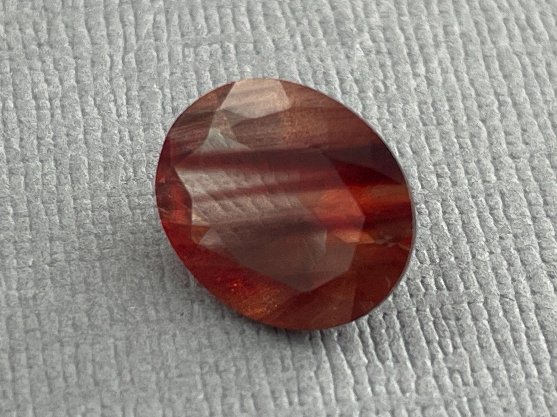 12x10 Red Oregon Sunstone Oval Faceted Gemstone with Schiller | 3.9 carats | OSF165 - - GemEnthusiast