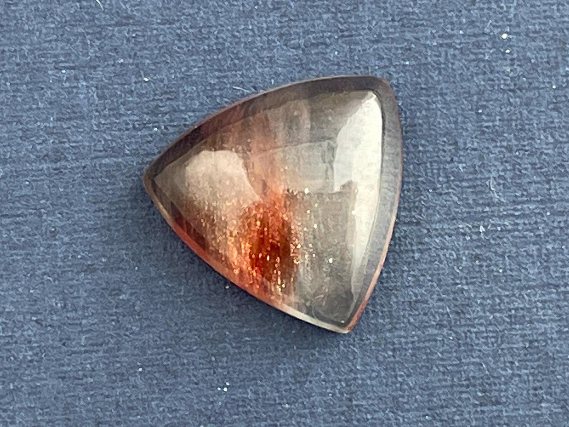Bicolor Oregon Sunstone | 12mm Triangle Cabochon | Natural American Gemstone | OSC275 - Oregon Sunstone - GemEnthusiast