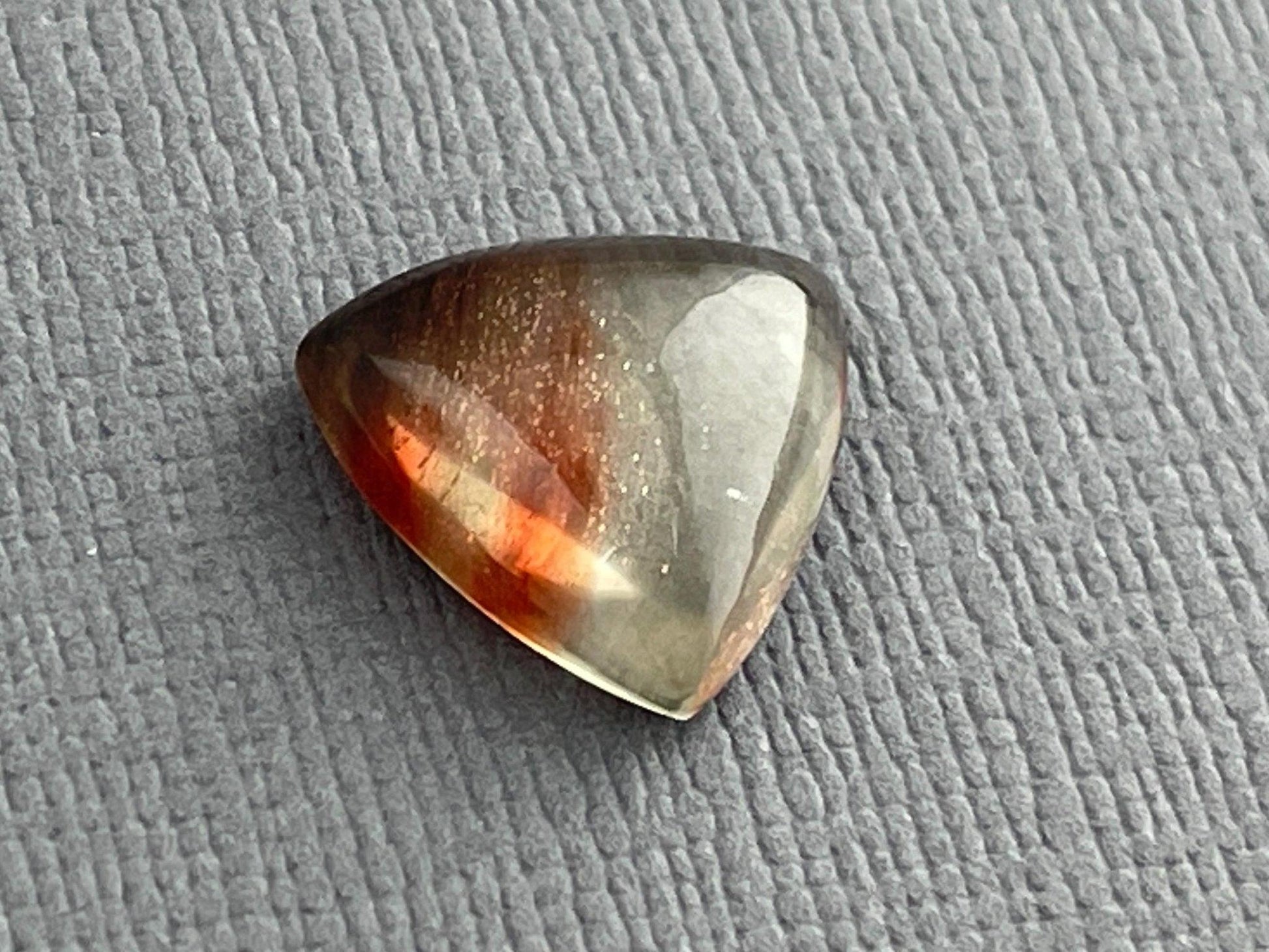 Bicolor Oregon Sunstone | 12mm Triangle Cabochon | Natural American Gemstone | OSC275 - Oregon Sunstone - GemEnthusiast