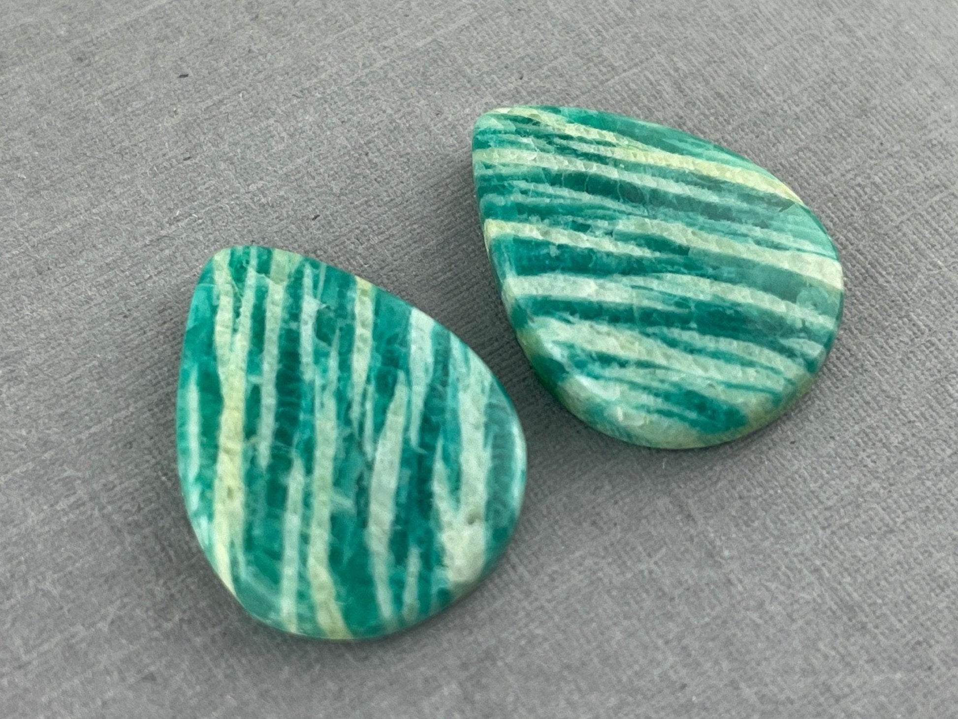 Amazonite Matched Pair Pear Cabochons | Natural Loose Gemstone | AMZ216 - - GemEnthusiast