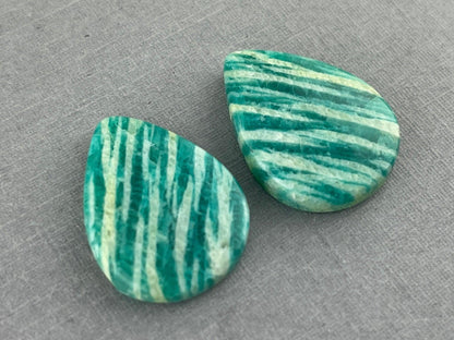Amazonite Matched Pair Pear Cabochons | Natural Loose Gemstone | AMZ216 - - GemEnthusiast