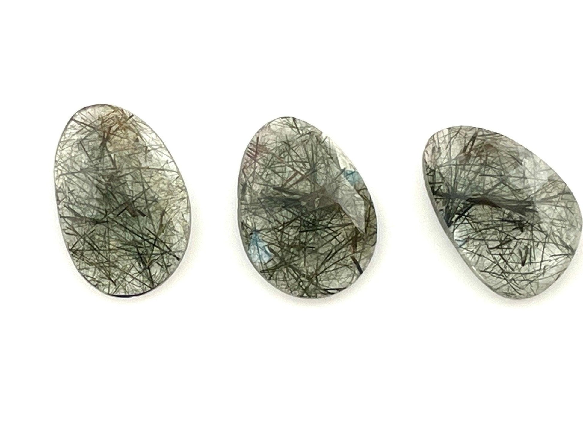 Green Rutile Quartz Lot | 16 carats | Rose Cut Natural Loose Gemstone | QU335 - Rutile Quartz - GemEnthusiast