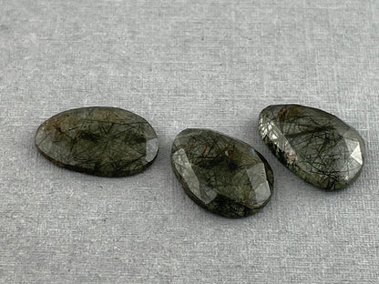 Green Rutile Quartz Lot | 16 carats | Rose Cut Natural Loose Gemstone | QU335 - Rutile Quartz - GemEnthusiast