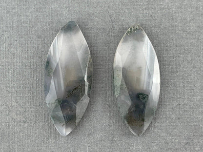 Moss Agate Rose Cut Pair | Marquise Natural Loose Gemstone | AG204 - - GemEnthusiast