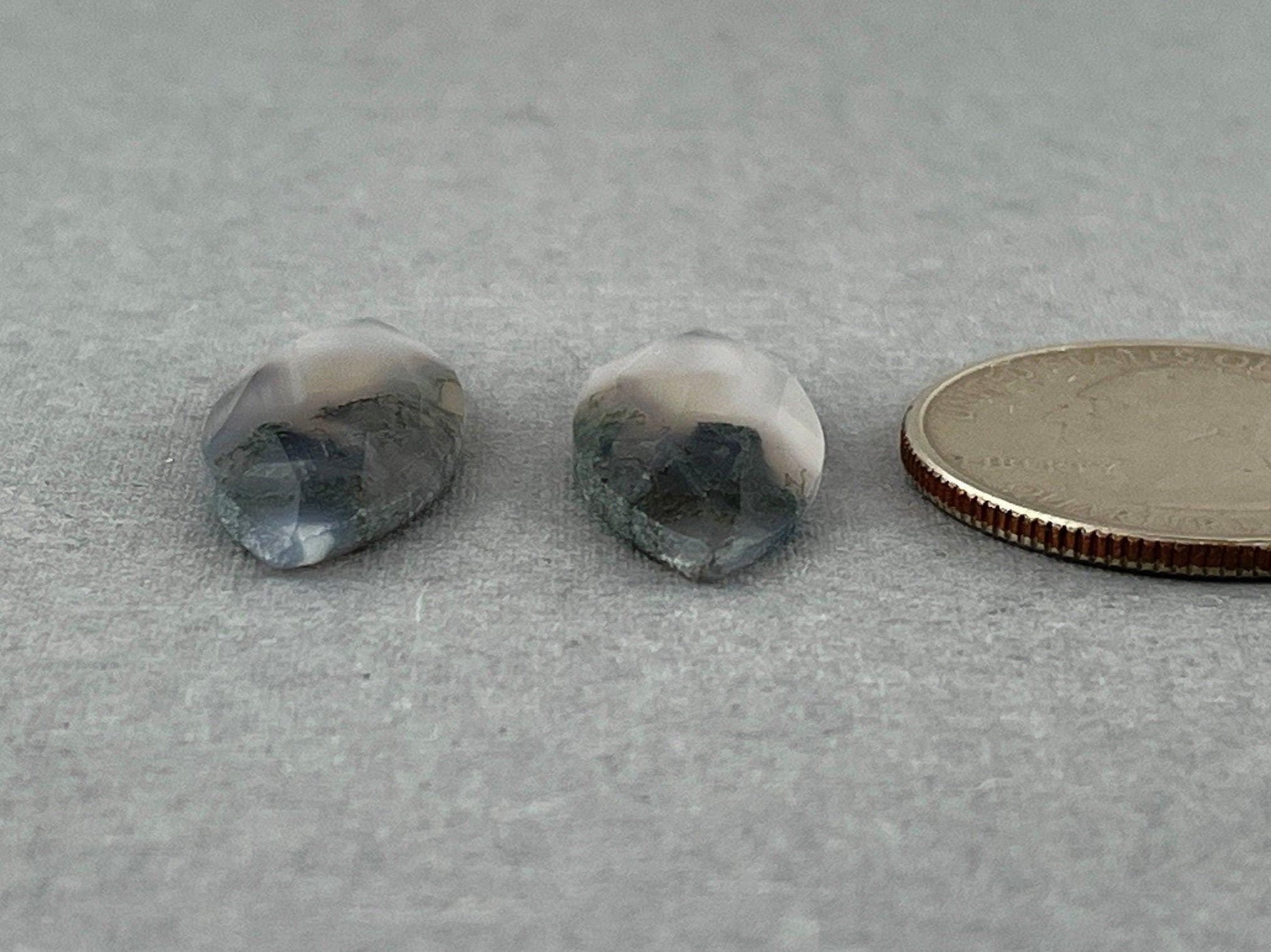 Moss Agate Rose Cut Pair | Marquise Natural Loose Gemstone | AG204 - - GemEnthusiast