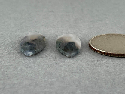 Moss Agate Rose Cut Pair | Marquise Natural Loose Gemstone | AG204 - - GemEnthusiast
