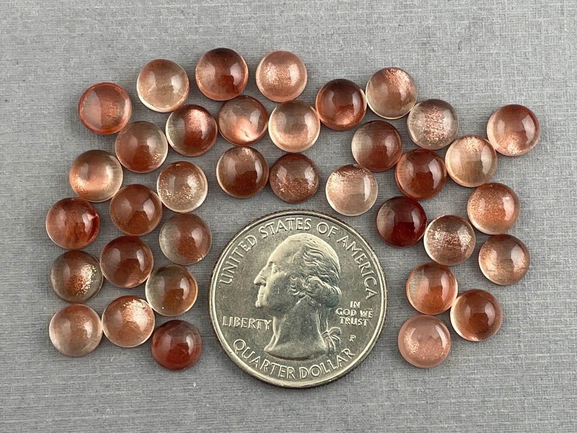 7mm Oregon Sunstones Round Cabochons | Medium, Light, or Champaign - Oregon Sunstone - GemEnthusiast
