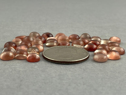 7mm Oregon Sunstones Round Cabochons | Medium, Light, or Champaign - Oregon Sunstone - GemEnthusiast