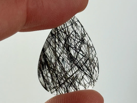 Tourmalinated Quartz Pear | Natural Gemstone | QT115 - Quartz, Tourmaline - GemEnthusiast