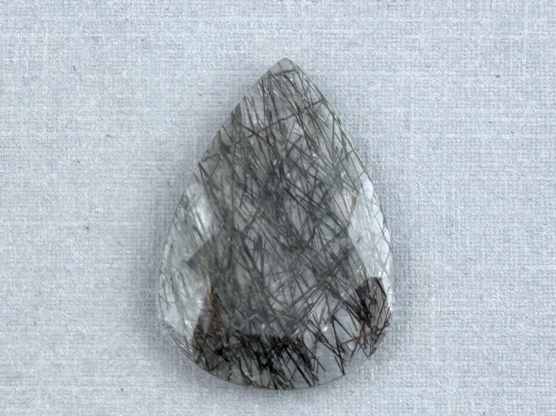 Tourmalinated Quartz Pear | Natural Gemstone | QT115 - Quartz, Tourmaline - GemEnthusiast
