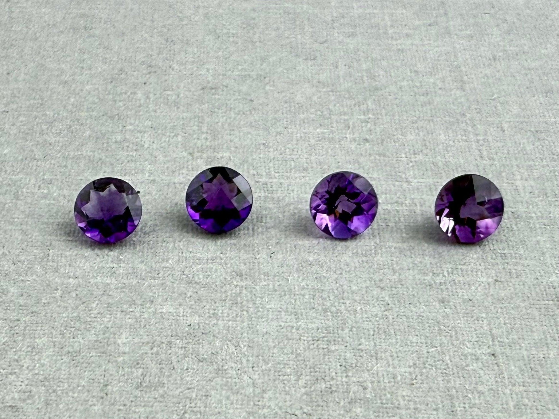 5mm Arizona Amethyst Checkerboard Faceted Gemstone | Ethically Sourced - - GemEnthusiast