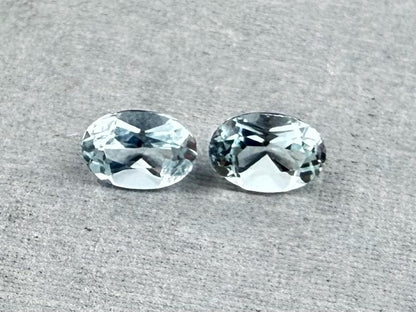 6x4 Aquamarine Pair Faceted Oval Natural Gemstone | AQ202 - Aquamarine, Beryl - GemEnthusiast