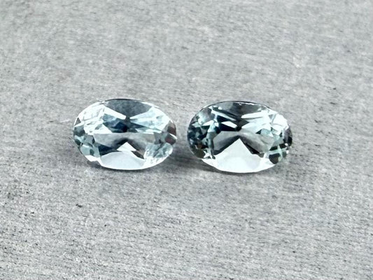 6x4 Aquamarine Pair Faceted Oval Natural Gemstone | AQ202 - Aquamarine, Beryl - GemEnthusiast
