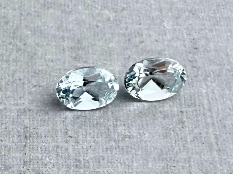 6x4 Aquamarine Pair Faceted Oval Natural Gemstone | AQ202 - Aquamarine, Beryl - GemEnthusiast